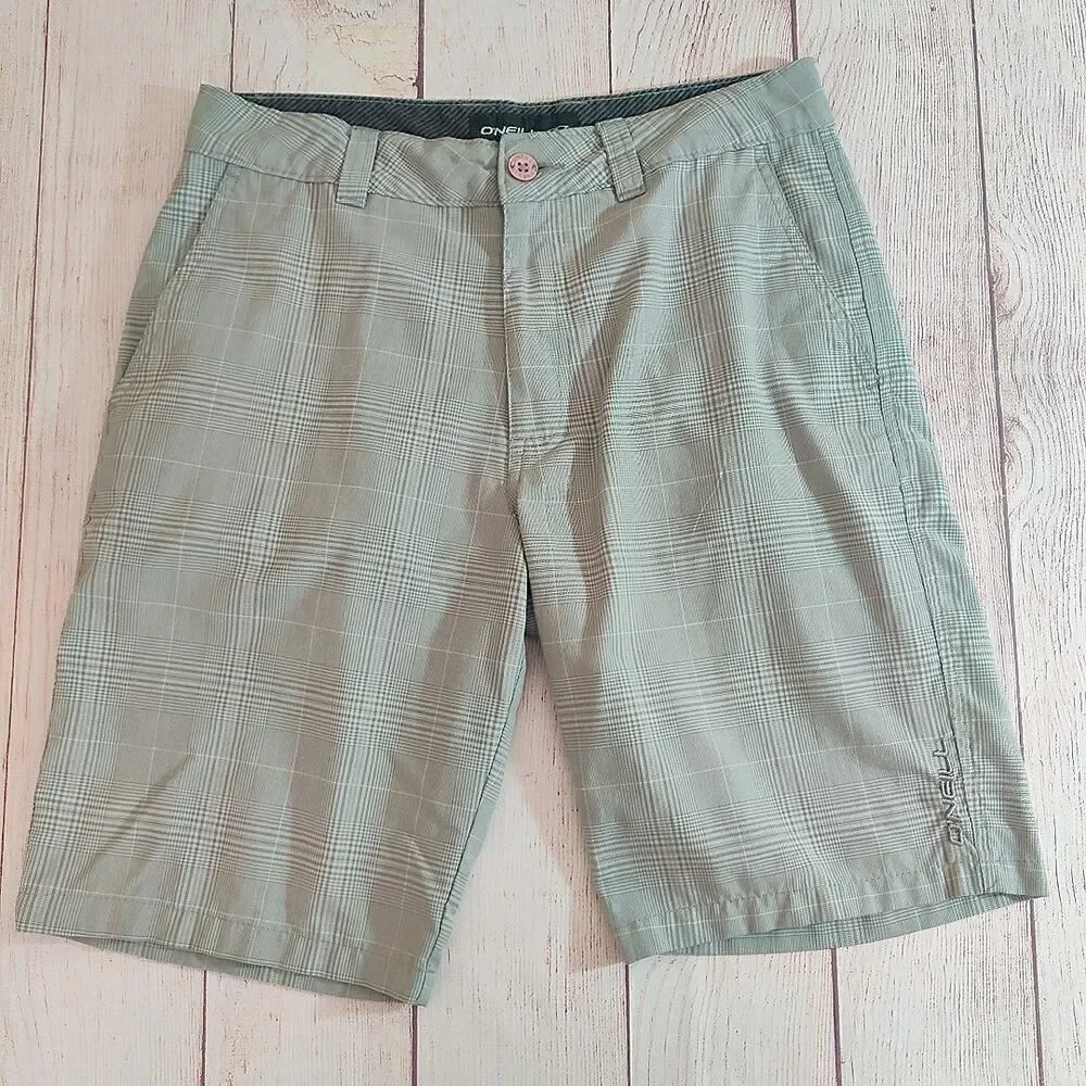 O'Neill plaid flat front chino shorts sz 30